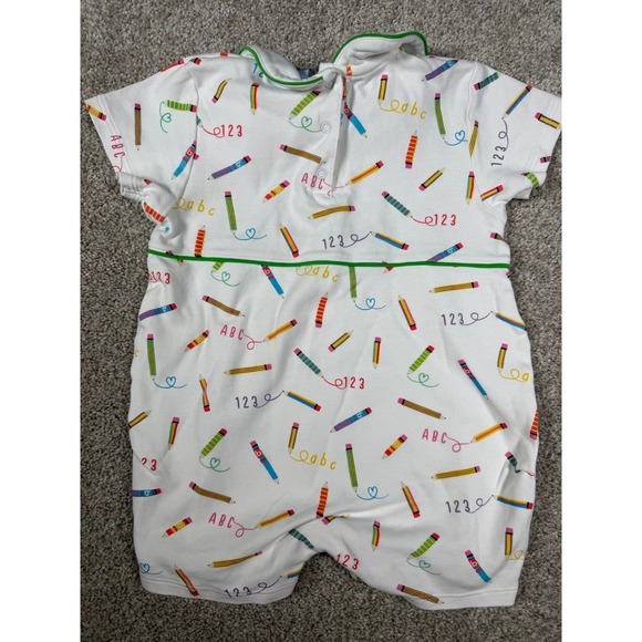 Bella Bliss Boutique Crayon Color School Cotton Romper 24 Month Peter Pan Neck - Picture 3 of 5
